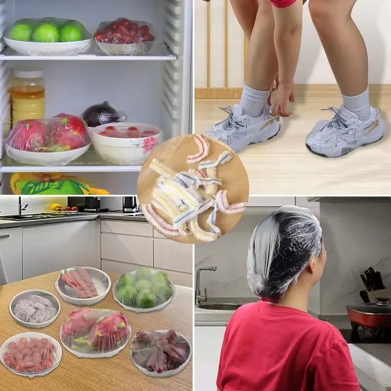 Colorful Disposable Food Cover Food Grade Fruit Vegetable Storage Bag Elastic Shower Cap Fruit Food Cover Fresh Keeping Bag