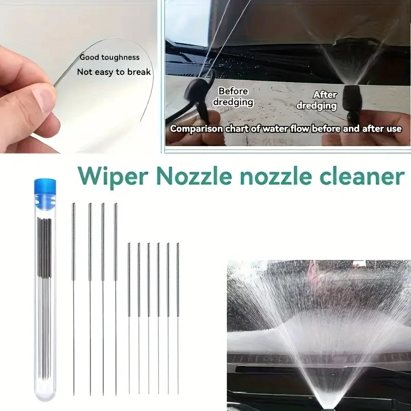10Pcs Car Windscreen Jet Nozzle Washer Tool Stainless Steel Wiper Nozzle Cleaning Kit For 3D Printer Jets,Gas Stoves,Shower Head