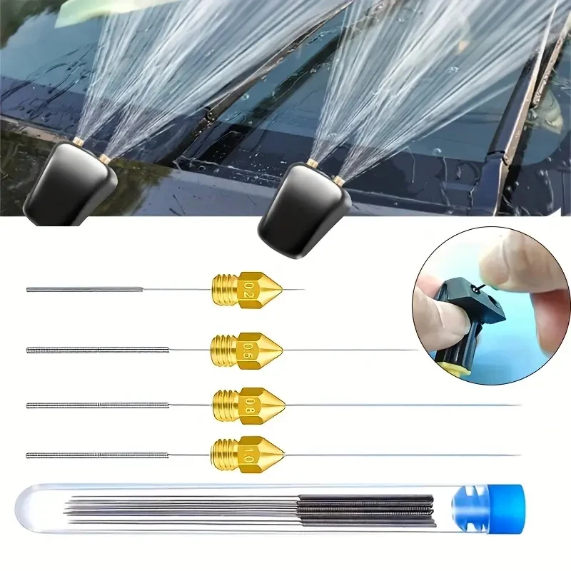 10Pcs Car Windscreen Jet Nozzle Washer Tool Stainless Steel Wiper Nozzle Cleaning Kit For 3D Printer Jets,Gas Stoves,Shower Head