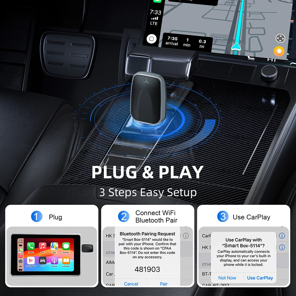 2in1 Wireless CarPlay Dongle Wireless Android Auto Adapter AI Smart Box Car Intelligent Systems For Car With Wired CarPlay