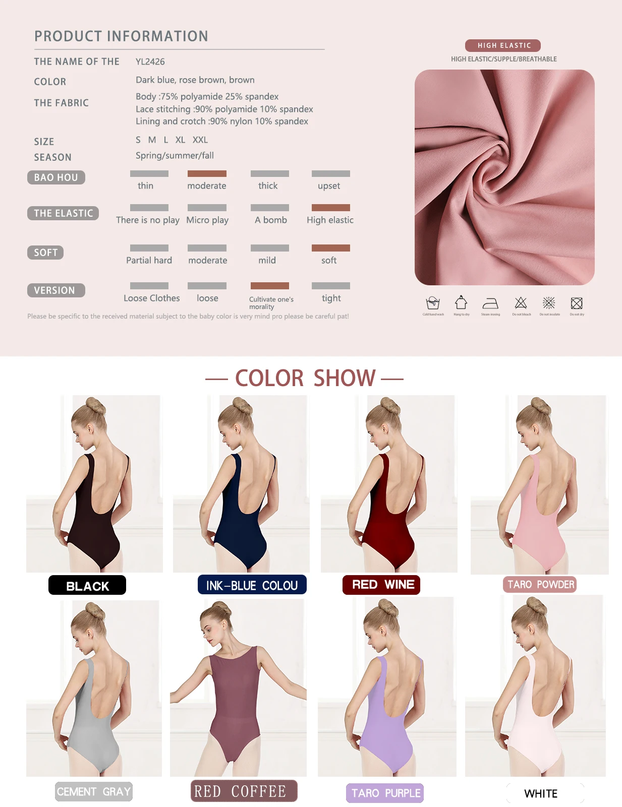 Ballet Dance One-Piece Bodysuit Tights Women's Body Suit Training Suit U-Neck Backless Base Training Suit