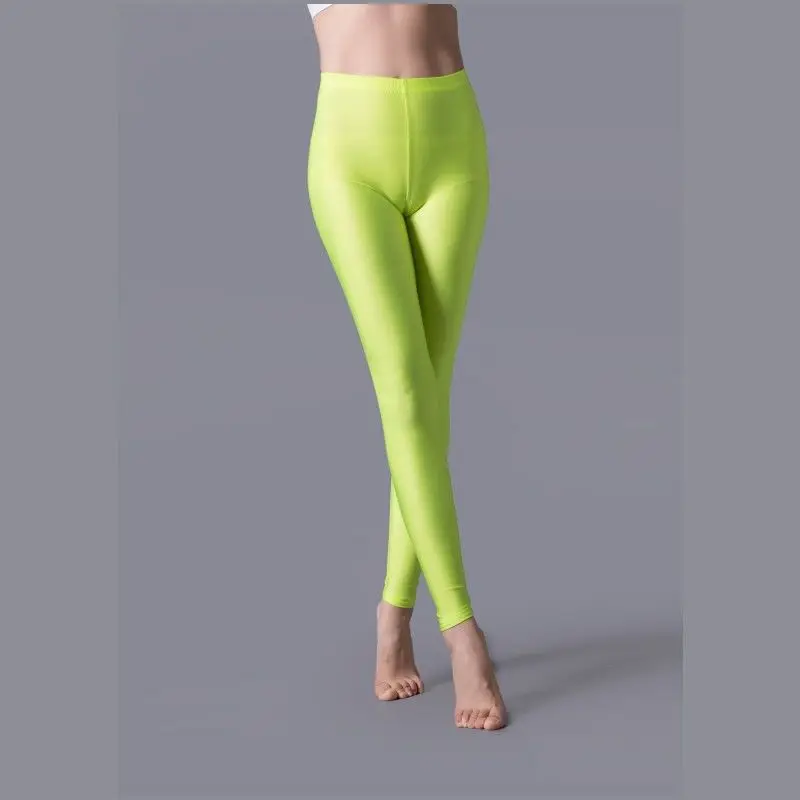 Women Shiny Pant Leggings Hot Selling Leggings Solid Color Fluorescent Spandex Elasticity Casual Trousers Shinny Legging