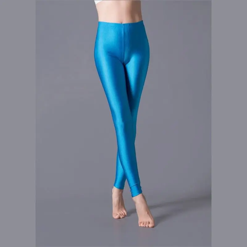Women Shiny Pant Leggings Hot Selling Leggings Solid Color Fluorescent Spandex Elasticity Casual Trousers Shinny Legging