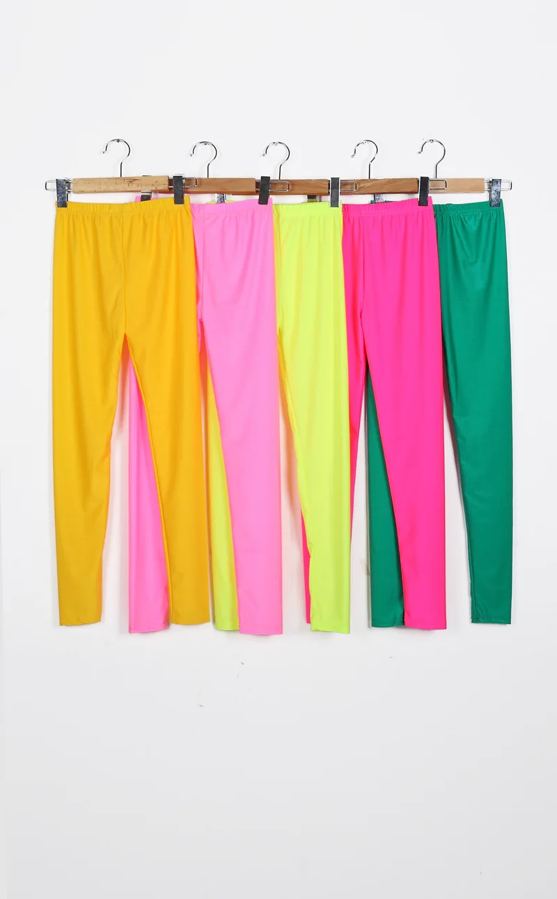 Women Shiny Pant Leggings Hot Selling Leggings Solid Color Fluorescent Spandex Elasticity Casual Trousers Shinny Legging
