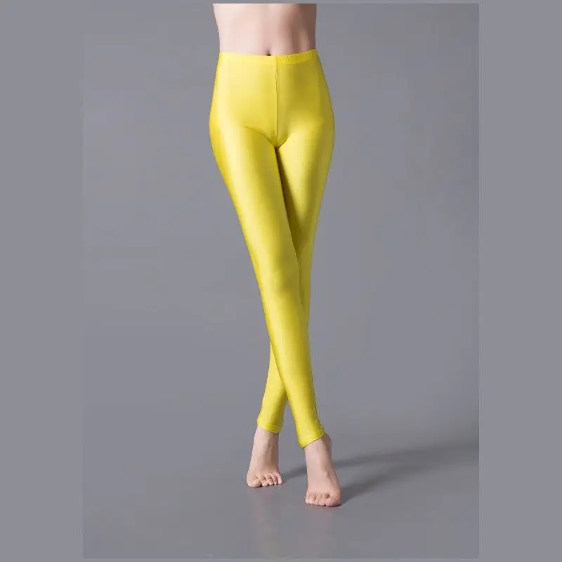Women Shiny Pant Leggings Hot Selling Leggings Solid Color Fluorescent Spandex Elasticity Casual Trousers Shinny Legging