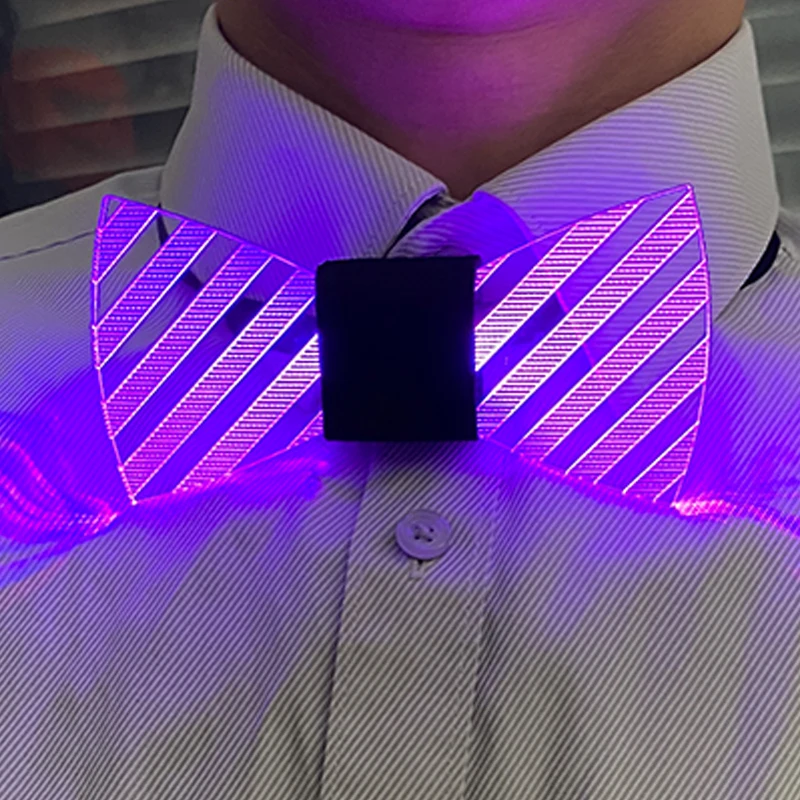 LED Acrylic Bow Tie Light up LED Men Bow Tie Luminous Bow Tie Costume Men Ties DJ Dance Glow Decoration Novelty Gift LED Cravat