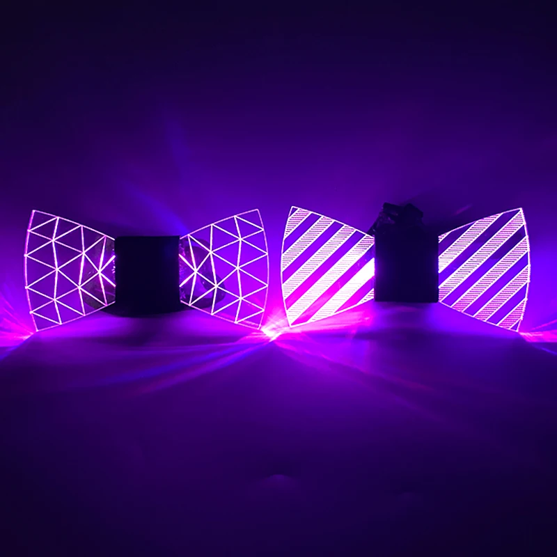 LED Acrylic Bow Tie Light up LED Men Bow Tie Luminous Bow Tie Costume Men Ties DJ Dance Glow Decoration Novelty Gift LED Cravat