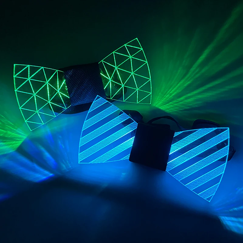LED Acrylic Bow Tie Light up LED Men Bow Tie Luminous Bow Tie Costume Men Ties DJ Dance Glow Decoration Novelty Gift LED Cravat