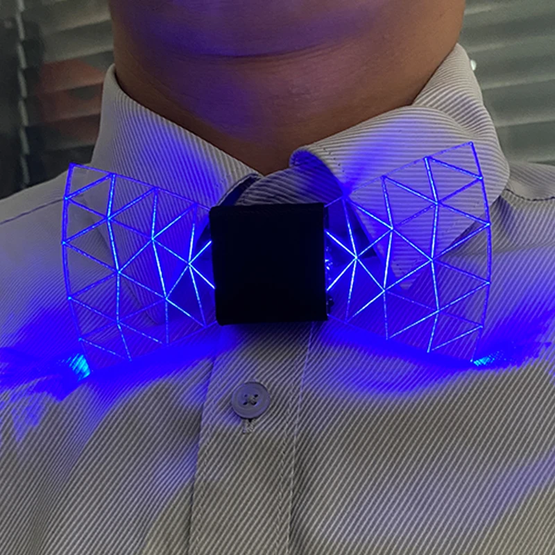 LED Acrylic Bow Tie Light up LED Men Bow Tie Luminous Bow Tie Costume Men Ties DJ Dance Glow Decoration Novelty Gift LED Cravat