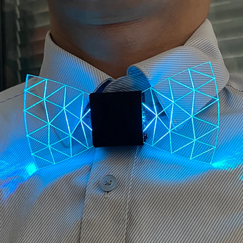LED Acrylic Bow Tie Light up LED Men Bow Tie Luminous Bow Tie Costume Men Ties DJ Dance Glow Decoration Novelty Gift LED Cravat