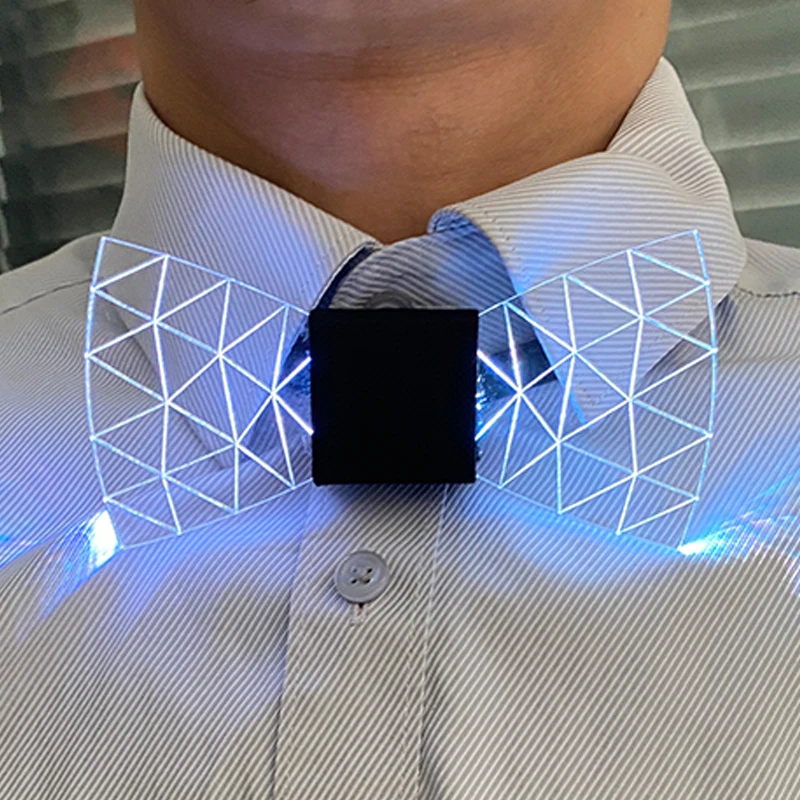 LED Acrylic Bow Tie Light up LED Men Bow Tie Luminous Bow Tie Costume Men Ties DJ Dance Glow Decoration Novelty Gift LED Cravat
