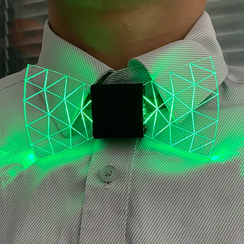 LED Acrylic Bow Tie Light up LED Men Bow Tie Luminous Bow Tie Costume Men Ties DJ Dance Glow Decoration Novelty Gift LED Cravat