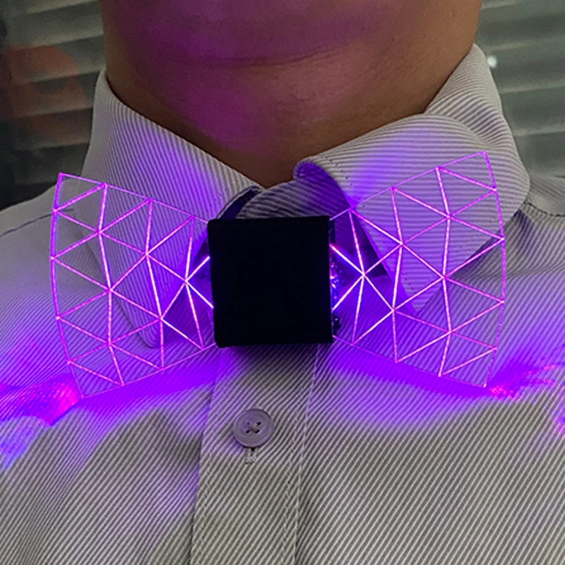 LED Acrylic Bow Tie Light up LED Men Bow Tie Luminous Bow Tie Costume Men Ties DJ Dance Glow Decoration Novelty Gift LED Cravat