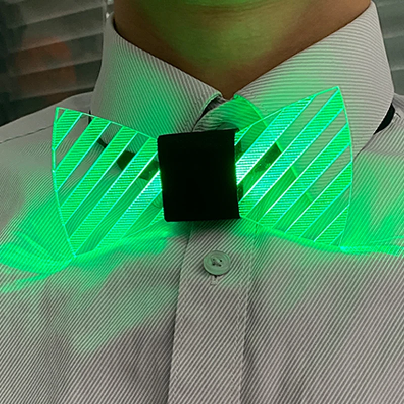 LED Acrylic Bow Tie Light up LED Men Bow Tie Luminous Bow Tie Costume Men Ties DJ Dance Glow Decoration Novelty Gift LED Cravat