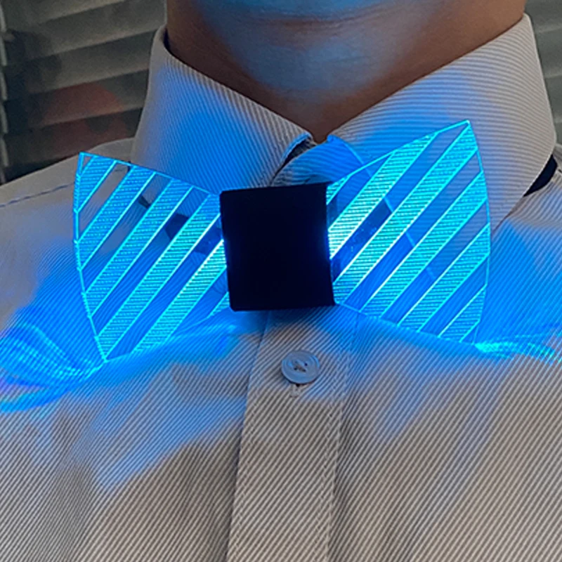 LED Acrylic Bow Tie Light up LED Men Bow Tie Luminous Bow Tie Costume Men Ties DJ Dance Glow Decoration Novelty Gift LED Cravat