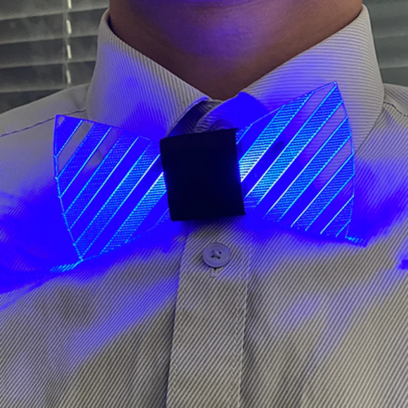 LED Acrylic Bow Tie Light up LED Men Bow Tie Luminous Bow Tie Costume Men Ties DJ Dance Glow Decoration Novelty Gift LED Cravat