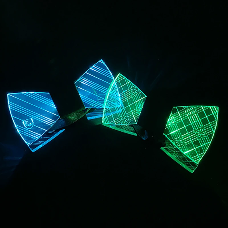LED Acrylic Bow Tie Light up LED Men Bow Tie Luminous Bow Tie Costume Men Ties DJ Dance Glow Decoration Novelty Gift LED Cravat
