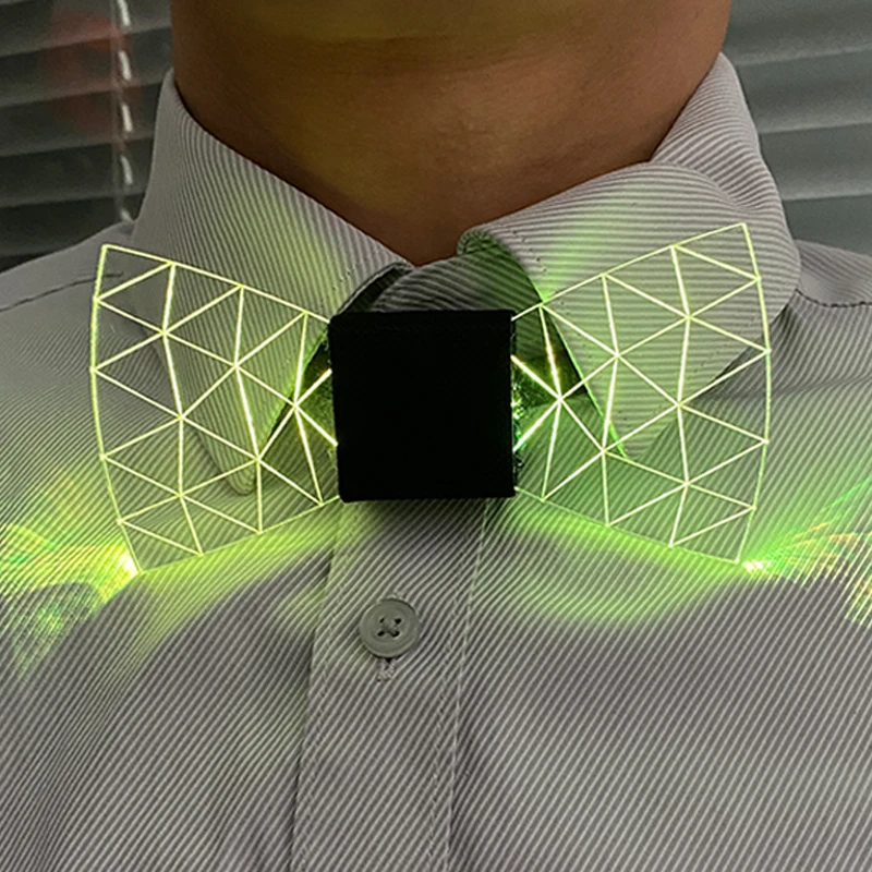 LED Acrylic Bow Tie Light up LED Men Bow Tie Luminous Bow Tie Costume Men Ties DJ Dance Glow Decoration Novelty Gift LED Cravat