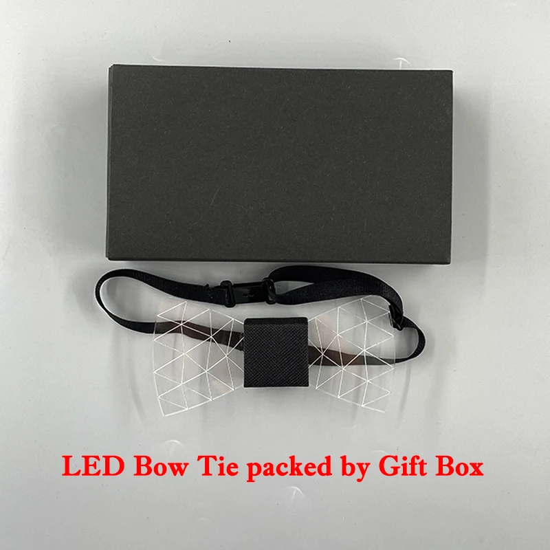LED Acrylic Bow Tie Light up LED Men Bow Tie Luminous Bow Tie Costume Men Ties DJ Dance Glow Decoration Novelty Gift LED Cravat