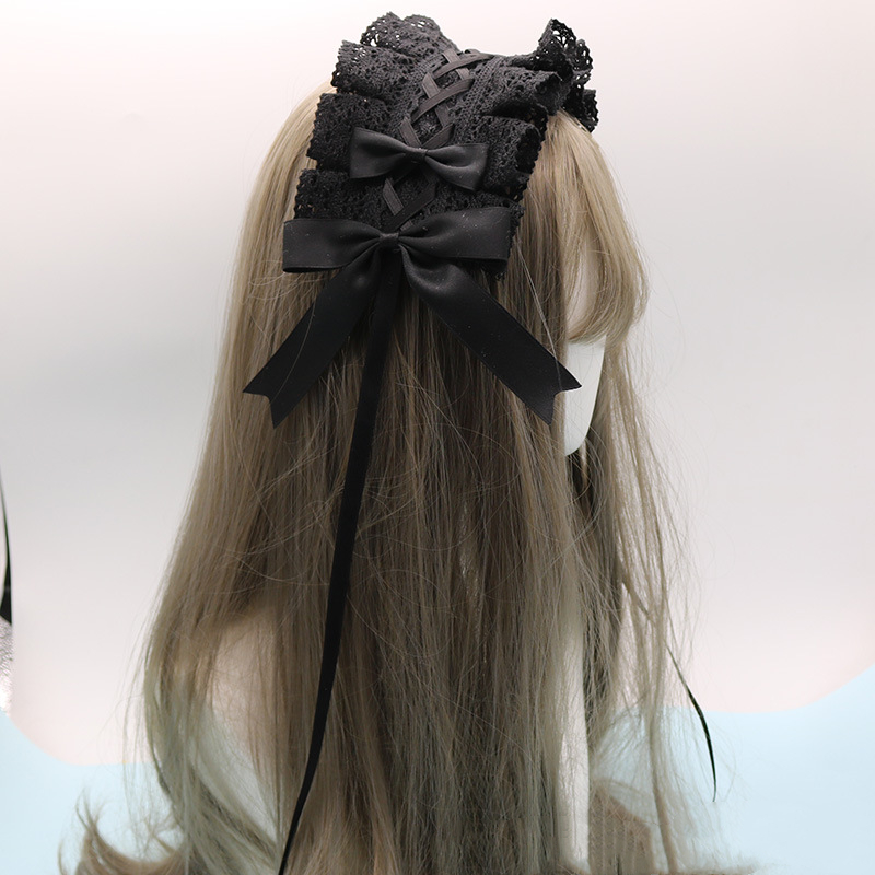 Lovely Bowknot Sweet Lolita Lace Flower Hair Hoop Anime Maid Cosplay Headband Headwear Accessory Hand Made Wholesale