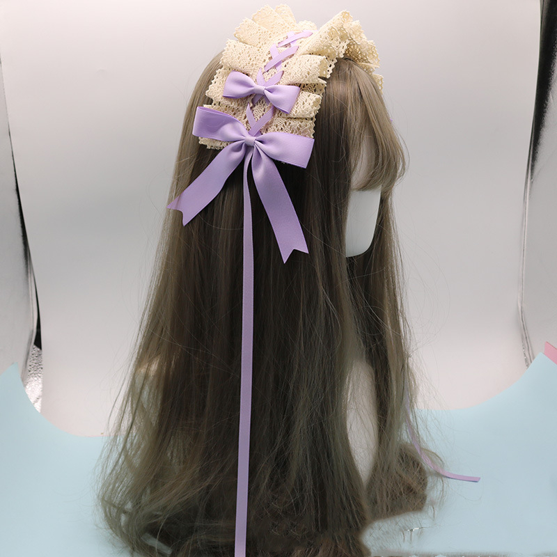 Lovely Bowknot Sweet Lolita Lace Flower Hair Hoop Anime Maid Cosplay Headband Headwear Accessory Hand Made Wholesale