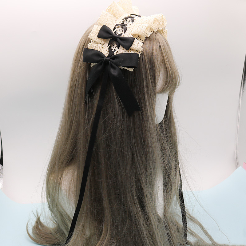 Lovely Bowknot Sweet Lolita Lace Flower Hair Hoop Anime Maid Cosplay Headband Headwear Accessory Hand Made Wholesale