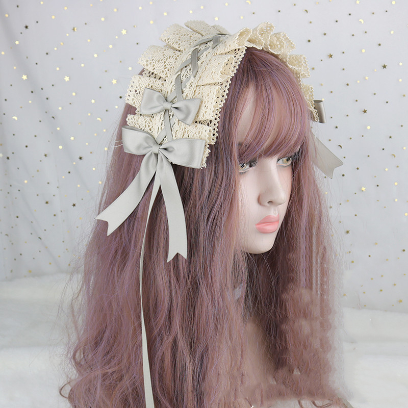 Lovely Bowknot Sweet Lolita Lace Flower Hair Hoop Anime Maid Cosplay Headband Headwear Accessory Hand Made Wholesale