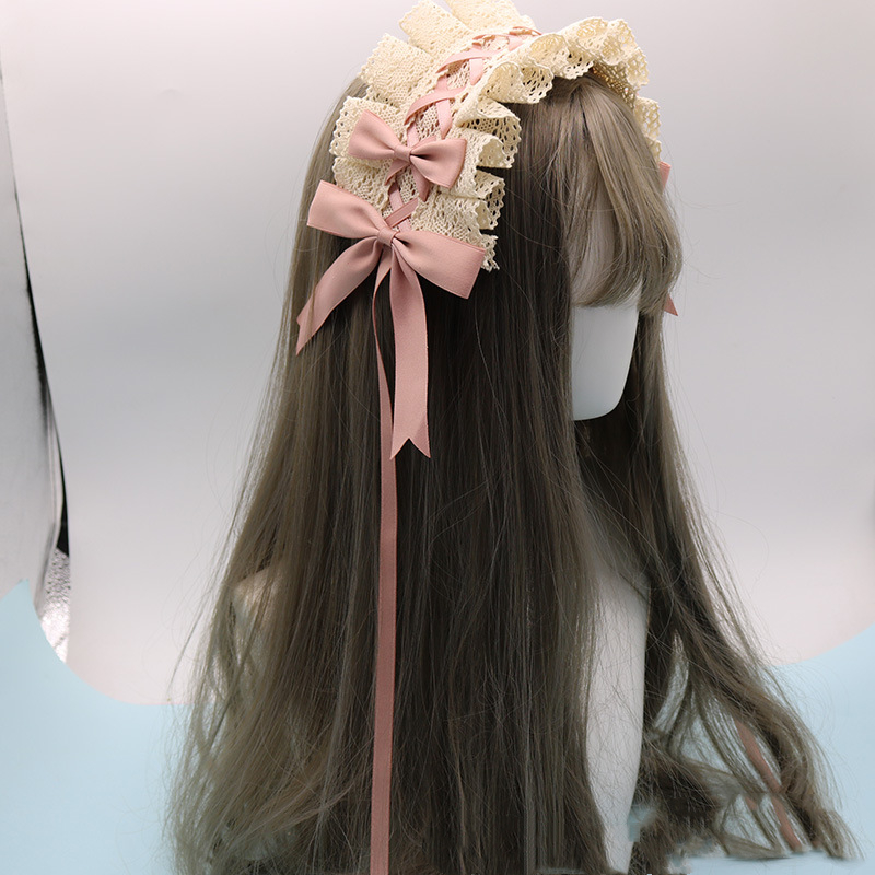 Lovely Bowknot Sweet Lolita Lace Flower Hair Hoop Anime Maid Cosplay Headband Headwear Accessory Hand Made Wholesale