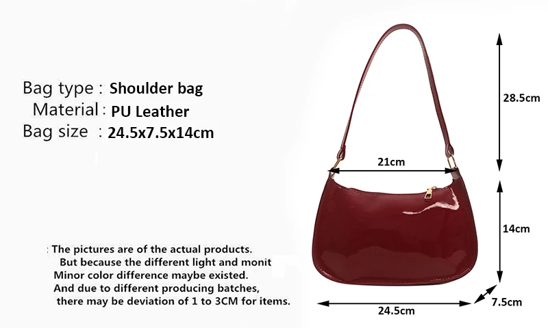 Women's PU Leather Handbag Versatile Fashion Solid Color Cherry Pendant Shoulder Bag Casual Commuting Bag Underarm Bag