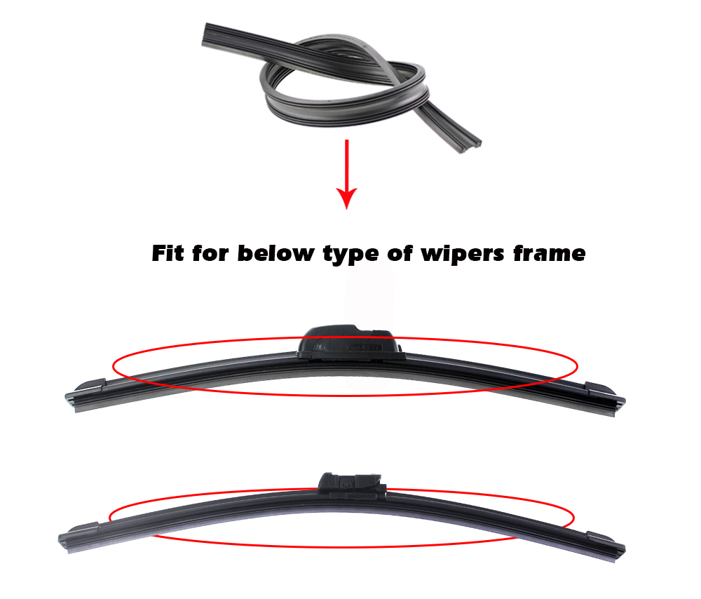 2pcs High Quality Boneless Frameless Rubber Car Wiper Blade Refill Strips Windscreen 6mm 26"28"30"32" Windshield Car Accessories