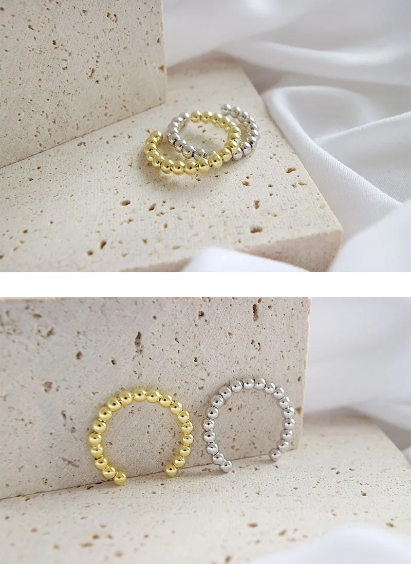 XIYANIKE Fashion Silver Color Finger Ring for Women Creative Geometric Round Beads Party Accessories Jewelry Adjustale
