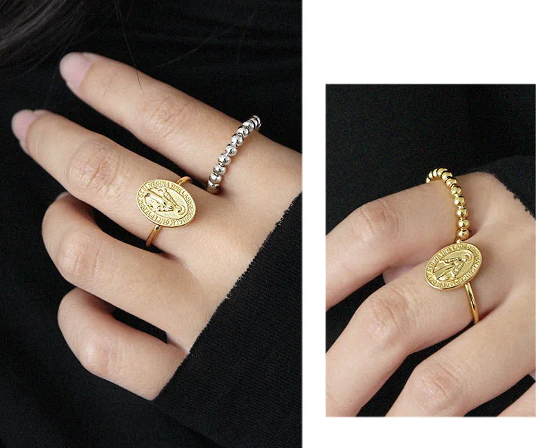 XIYANIKE Fashion Silver Color Finger Ring for Women Creative Geometric Round Beads Party Accessories Jewelry Adjustale