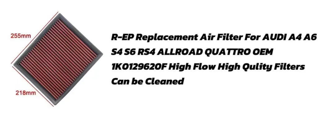 R-EP Replacemet Air Filter Fit for Audi A3 Q2 S3 TT Seat Ibiza Leon Skoda Octavia Volkswagen Golf VII Polo Tiguan Touran Passat