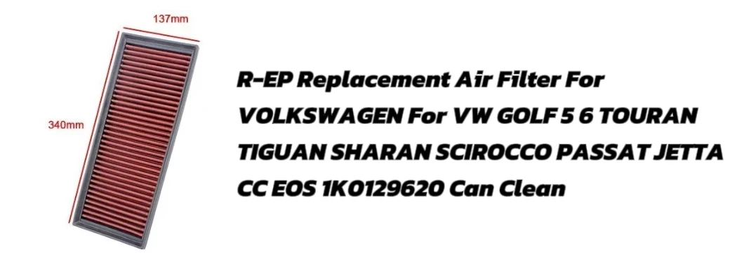 R-EP Replacemet Air Filter Fit for Audi A3 Q2 S3 TT Seat Ibiza Leon Skoda Octavia Volkswagen Golf VII Polo Tiguan Touran Passat