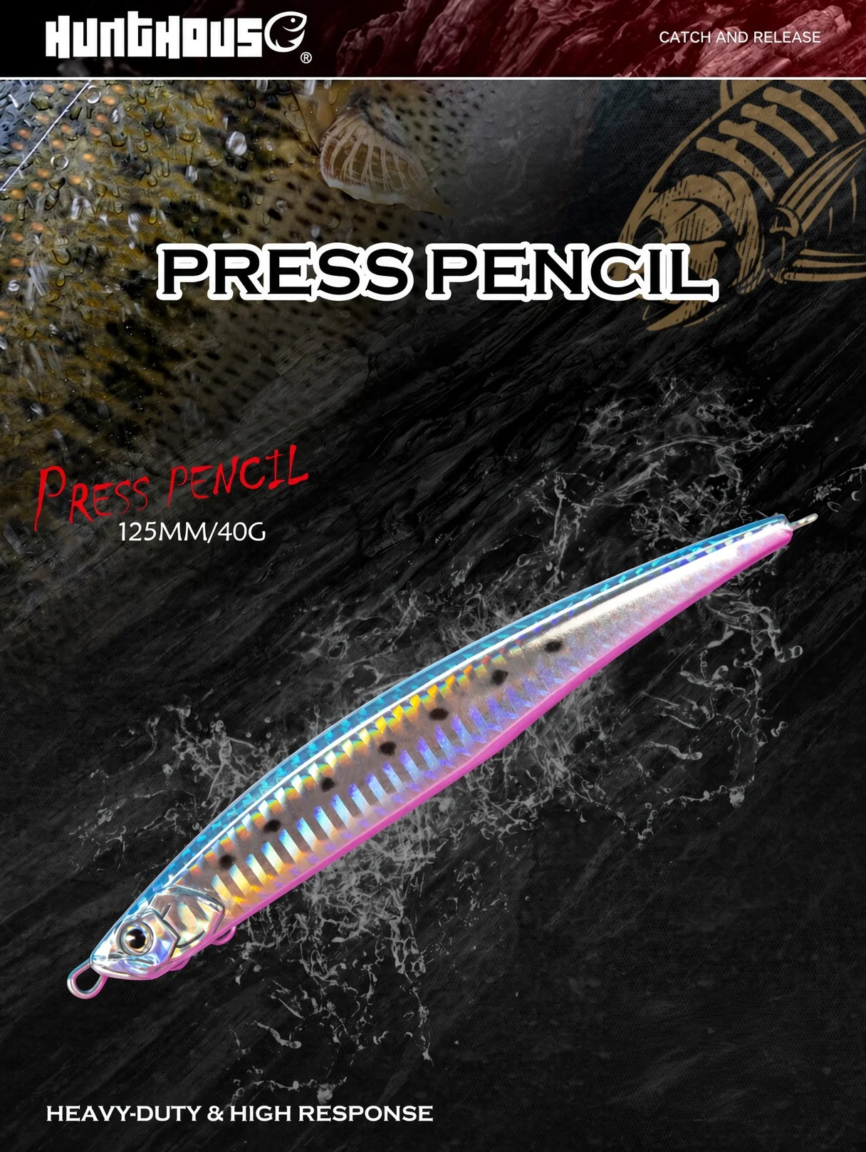 Hunthouse Heavy Pencil Fishing Lures 125mm/40g 175mm/50g Sinking Baits Long Casting For Tuna SeaBass Perch Fish Tackle