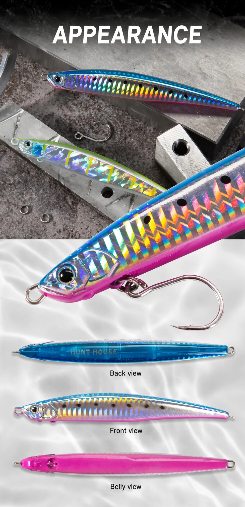 Hunthouse Heavy Pencil Fishing Lures 125mm/40g 175mm/50g Sinking Baits Long Casting For Tuna SeaBass Perch Fish Tackle