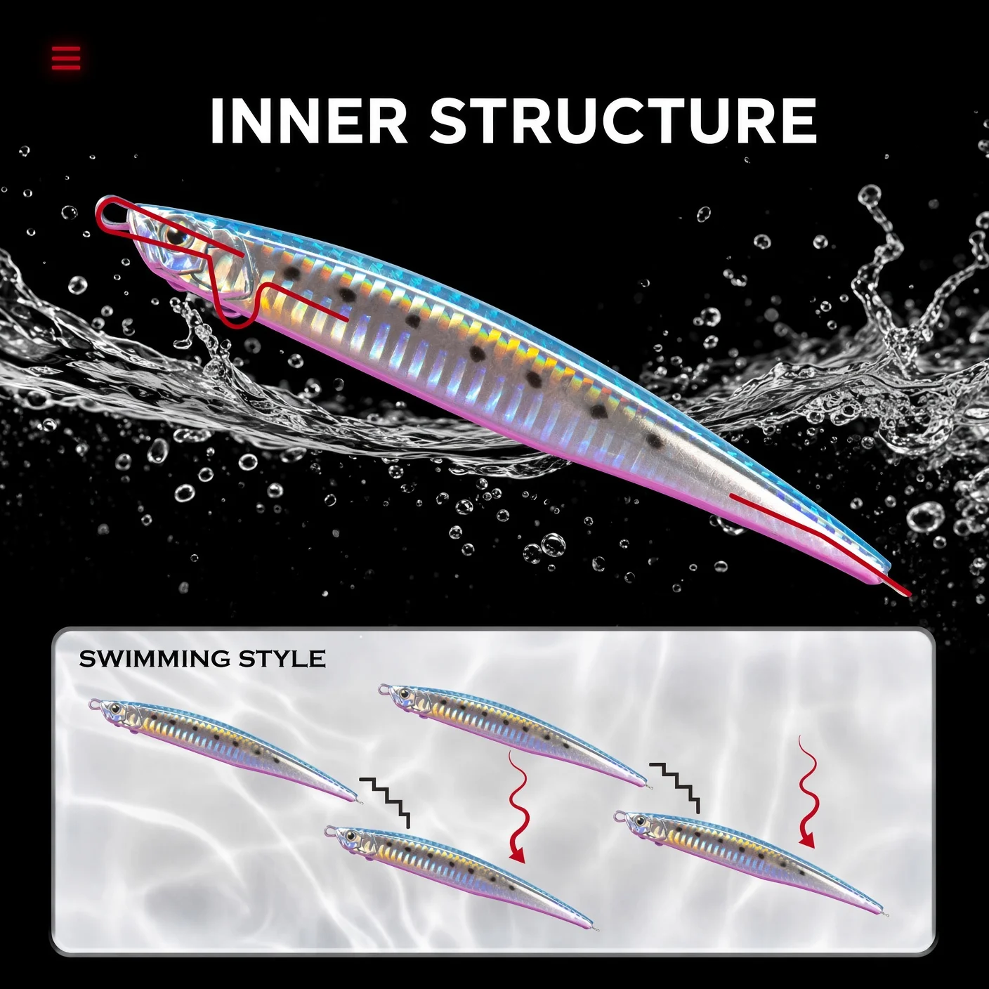 Hunthouse Heavy Pencil Fishing Lures 125mm/40g 175mm/50g Sinking Baits Long Casting For Tuna SeaBass Perch Fish Tackle