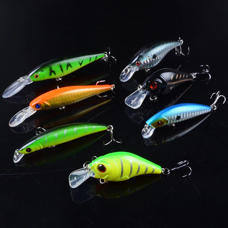 1pcs Artificial Bait Fishing Lures Minnow Crankbaits Bass Baits Wobblers Set Lifelike Fake Fishing bait Tackle 50 colors 3D Eyes