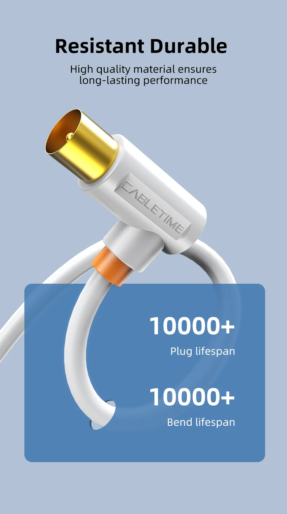 CABLETIME TV Cable 90degree Digital TV Line Satellite Antenna High Quality STB for HD Television Video Line C317