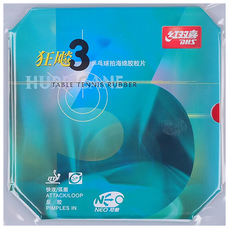 DHS Hurricane 3 Neo Table Tennis Rubber Original Pips-In Hurricane-3 Neo DHS Ping Pong Sponge