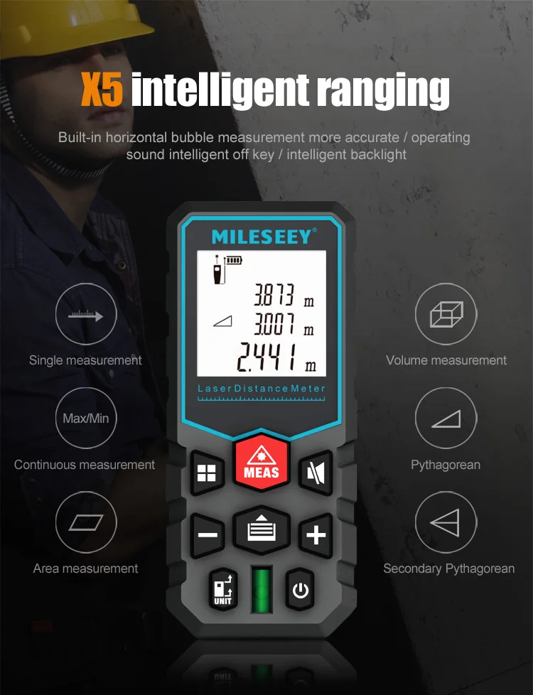 Mileseey X5 Laser Tape Measure Laser Profesional Laser Distance Meter Trena Rangefinder Laser Metro Laser Range Finder