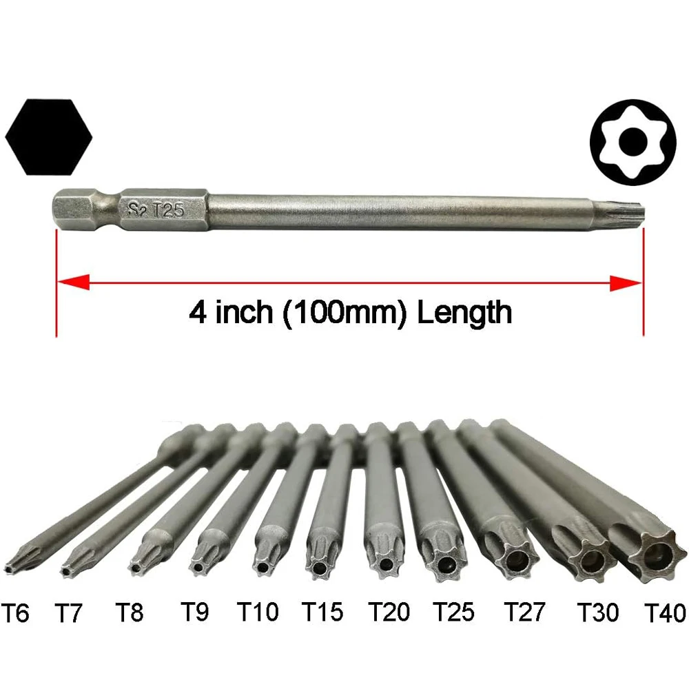 11 PCS Torx Security Bit Set S2 Steel Magnetic Security Screwdriver Set 50/100mm Star Screwdriver Set for Shark Vacuum T6-T40