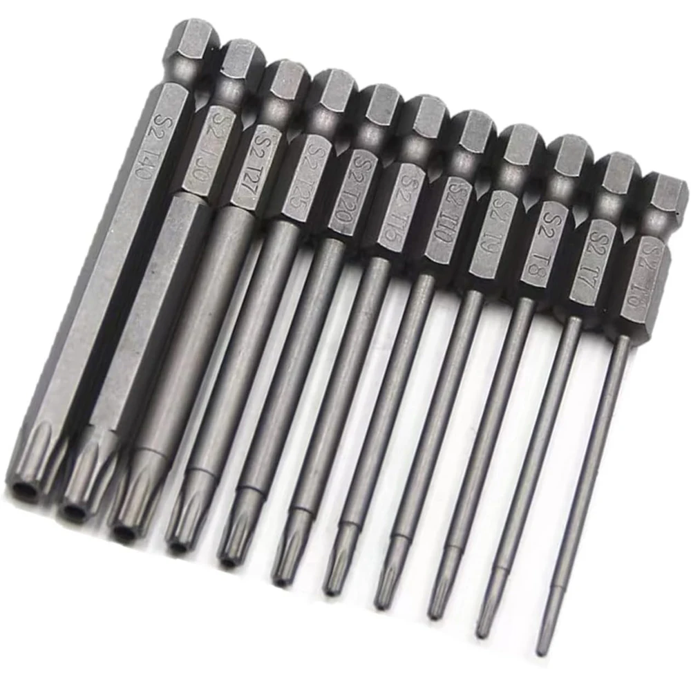 11 PCS Torx Security Bit Set S2 Steel Magnetic Security Screwdriver Set 50/100mm Star Screwdriver Set for Shark Vacuum T6-T40
