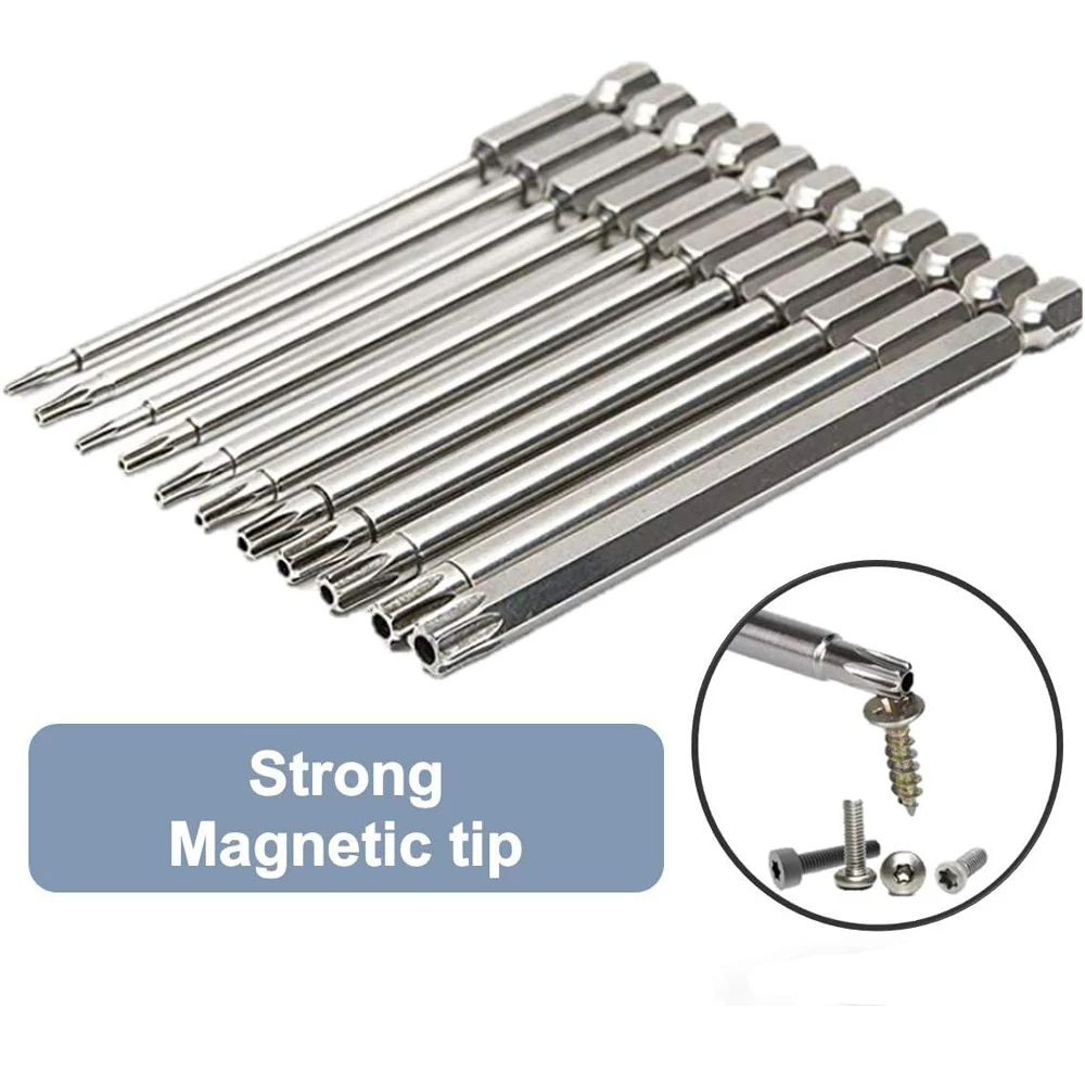 11 PCS Torx Security Bit Set S2 Steel Magnetic Security Screwdriver Set 50/100mm Star Screwdriver Set for Shark Vacuum T6-T40