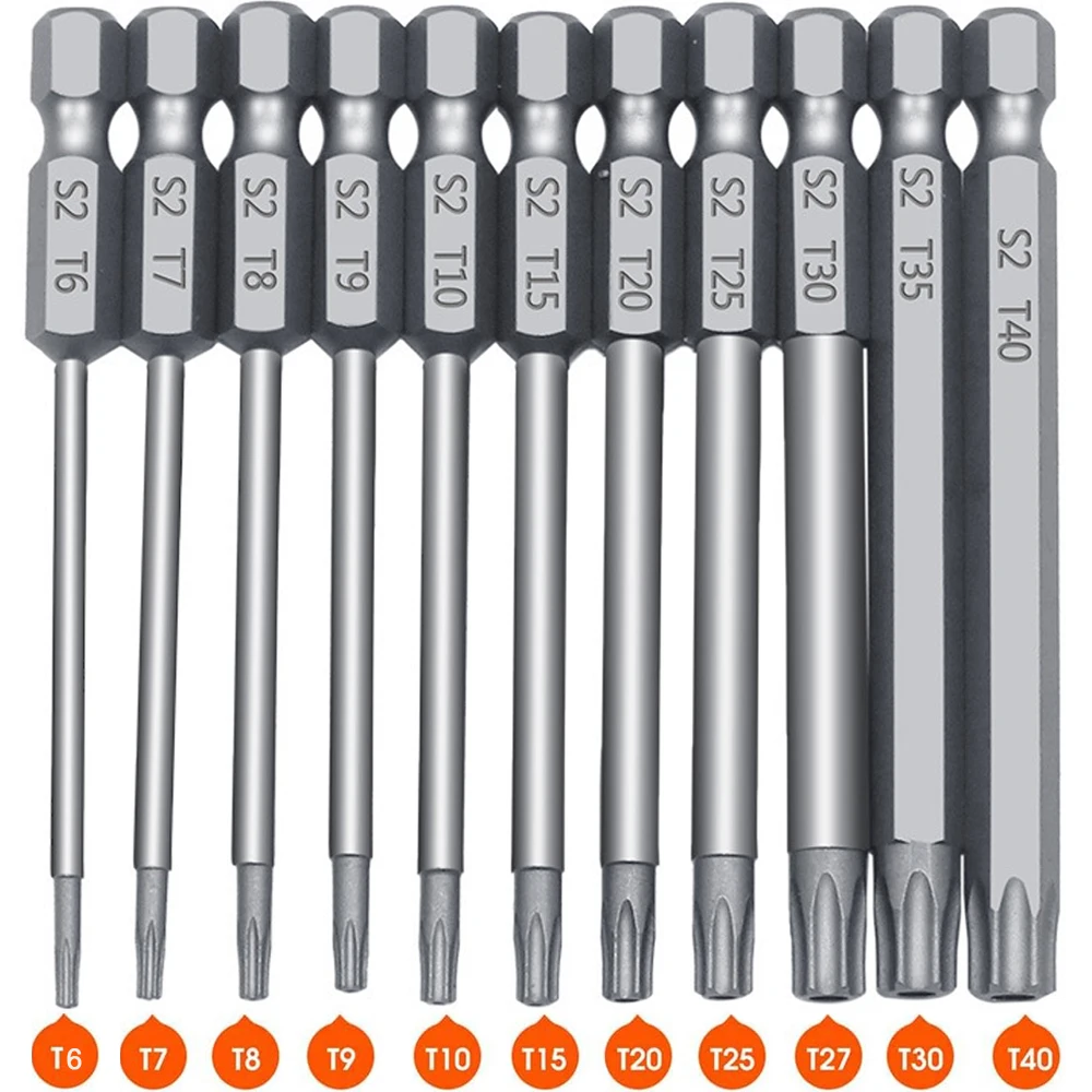 11 PCS Torx Security Bit Set S2 Steel Magnetic Security Screwdriver Set 50/100mm Star Screwdriver Set for Shark Vacuum T6-T40