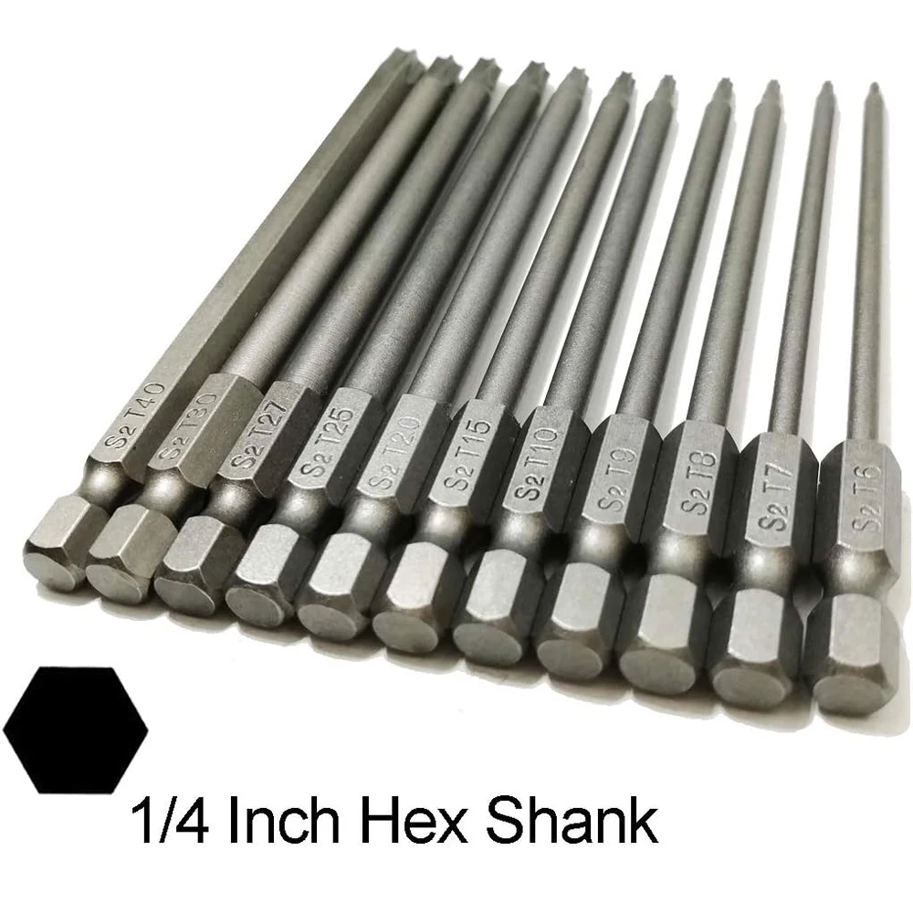 11 PCS Torx Security Bit Set S2 Steel Magnetic Security Screwdriver Set 50/100mm Star Screwdriver Set for Shark Vacuum T6-T40