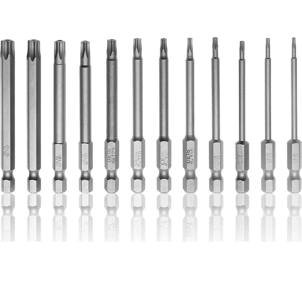 11 PCS Torx Security Bit Set S2 Steel Magnetic Security Screwdriver Set 50/100mm Star Screwdriver Set for Shark Vacuum T6-T40