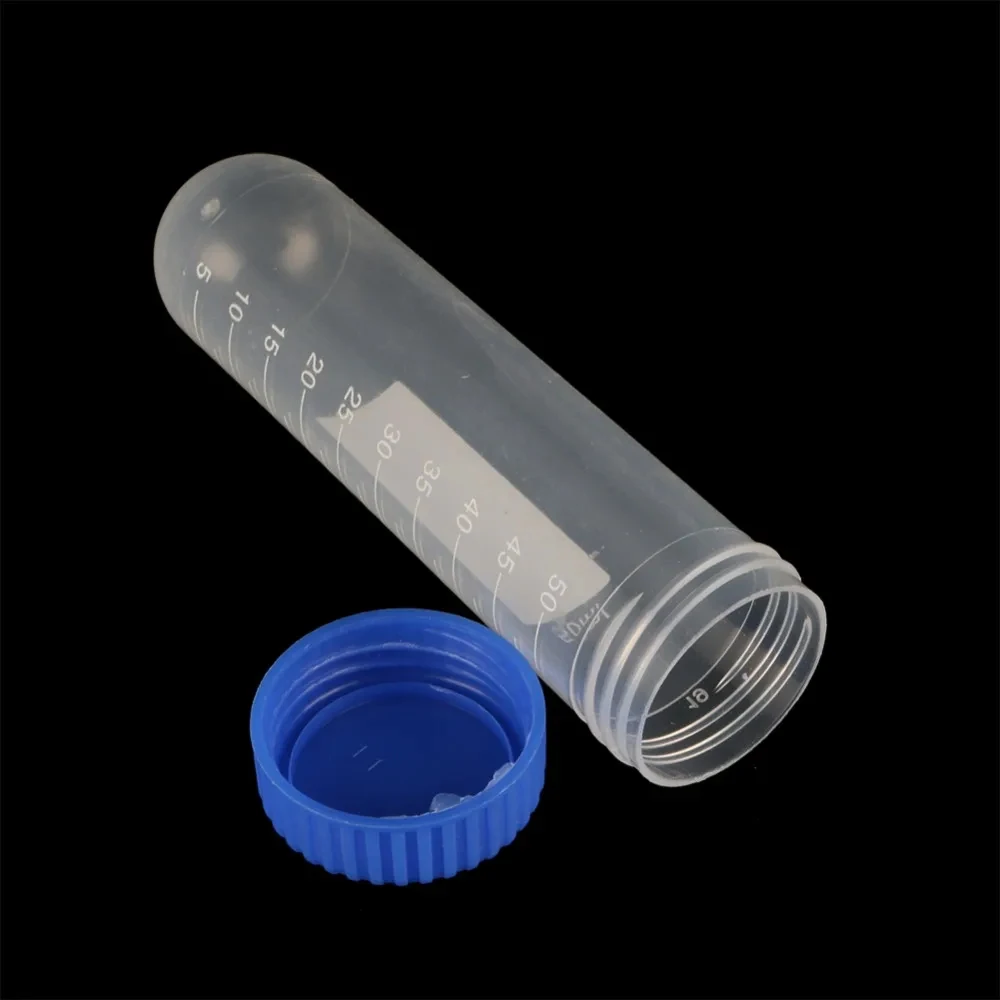 10Pcs 50ml Centrifuge Tube Screw Cap Flat/Round/Pointed Bottom Centrifugal Tube Laboratory Vial Sample Container Lab Supplies