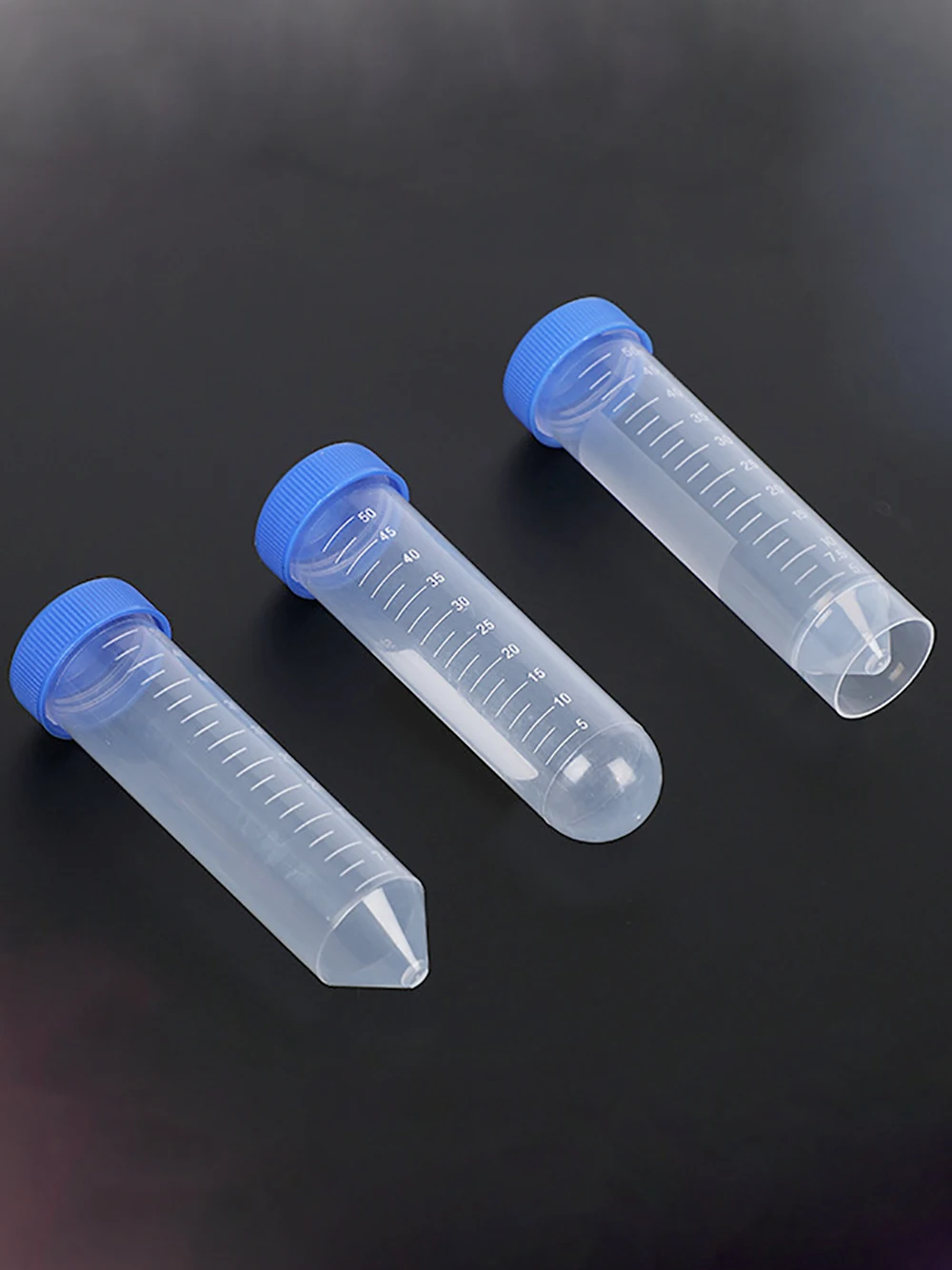 10Pcs 50ml Centrifuge Tube Screw Cap Flat/Round/Pointed Bottom Centrifugal Tube Laboratory Vial Sample Container Lab Supplies