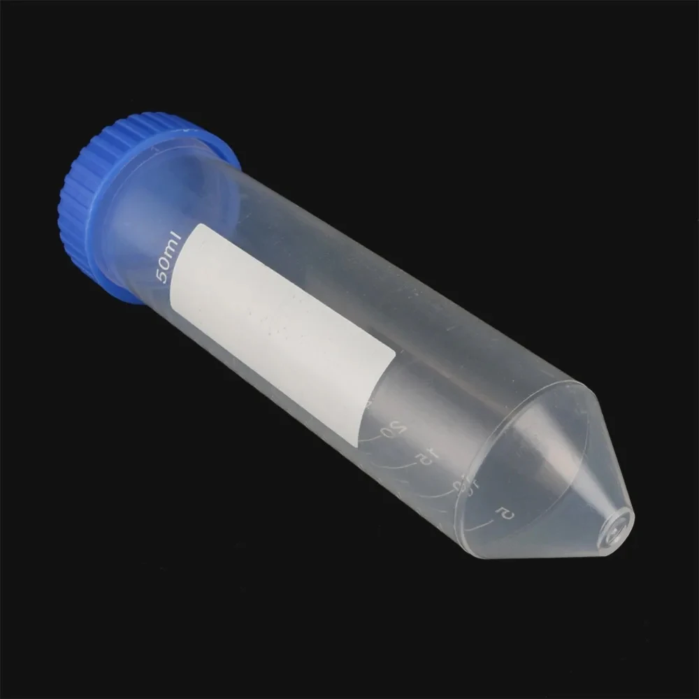 10Pcs 50ml Centrifuge Tube Screw Cap Flat/Round/Pointed Bottom Centrifugal Tube Laboratory Vial Sample Container Lab Supplies
